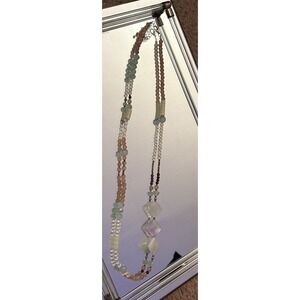 Multicolor Mixed Gemstone Beaded Long Necklace Amethyst Rose Quartz Boho 35"